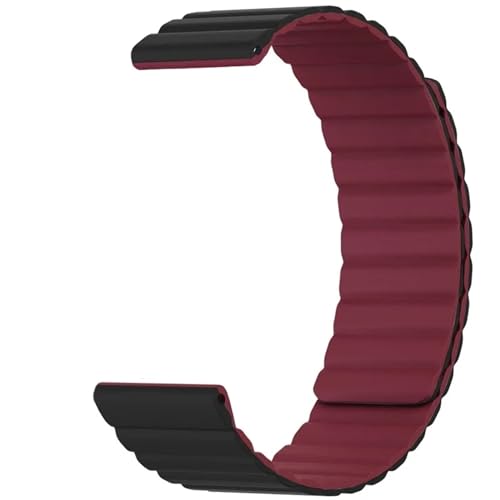 HAJMGUMC Magnetisches Silikonarmband passend Fit For Amazfit GTR 3/GTR3 Pro/GTR2 2e Armbänder passend Fit For Samsung Watch Active/Active 2 Magnetarmband(Black-Wine,20mm universal) von HAJMGUMC
