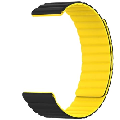 HAJMGUMC Magnetisches Silikonarmband passend Fit For Amazfit GTR 3/GTR3 Pro/GTR2 2e Armbänder passend Fit For Samsung Watch Active/Active 2 Magnetarmband(Black-Yellow,20mm universal) von HAJMGUMC
