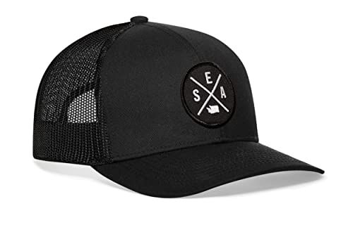 HAKA State City Trucker-Mütze für Damen und Herren, verstellbare Baseballmütze, Netz-Snapback, stabile Outdoor-Golfmütze, Schwarz, Schwarz, Einheitsgröße von HAKA