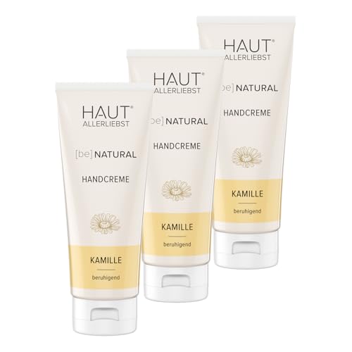 HAUTALLERLIEBST Handcreme Kamille 3er-Set | be Natural, vegan, hautberuhigend, entzündungshemmend, 3 x 200 ml von HAKA