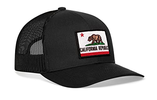 Trucker-Hüte mit Staatsflagge – Patch-Stil – Baseballkappe aus Netzstoff mit Snapback - Schwarz - Einheitsgröße Trucker-Hüte mit Staatsflagge – Patch-Stil – Baseballkappe aus Netzstoff mit Snapback - Schwarz - Einheitsgröße von HAKA