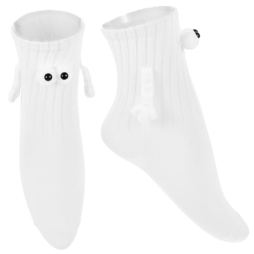 HAKIDZEL 1 Paar Trainingssocken Fitness-Socken weiße Socken Händchen haltend Neuheitssocken für Herren Socken halten sich an den Händen Mittlerer Lauf Baumwollsocken Damen von HAKIDZEL