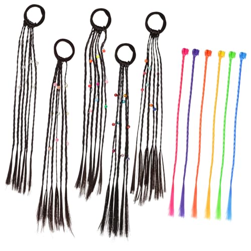 HAKIDZEL 1 Satz Zöpfe für Kinder bunte Haarverlängerungen bunte Haarspangen party mitgebsel kinder Haarklammer Partyzubehör Perücke Haarringe Twist Haarschmuck Ausgabekarte Haarnadel Nylon von HAKIDZEL