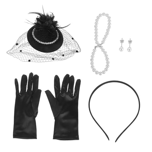 HAKIDZEL 1 Set Stirnbänder Haarschmuck Halsband Flapper-Accessoires 1920-Accessoires Für Frauen Roaring 20S-Accessoires Für Frauen Imitationsperlen Die Foto-Halskette Dinner-Party von HAKIDZEL