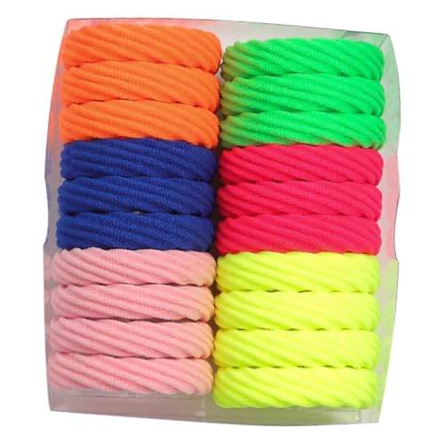HAKIDZEL 100 Stück Teiliges Bunte Haargummis mit Rhombus Design Atmungsaktive Elastische Haarbänder für Damen Fluoreszierende Farben Sicherer für Alltag und Kinderhaare von HAKIDZEL