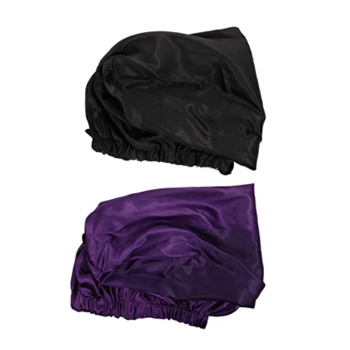 HAKIDZEL 2st Elastische Duschhaube Mädchen Hüte Haar Duschhaube Turbinen Für Damen Schlafhaube Damen Stirnbänder Einfarbige Bandanas Vorgebundenes Kopftuch Für Damen Haarset Satin Frau Spa von HAKIDZEL