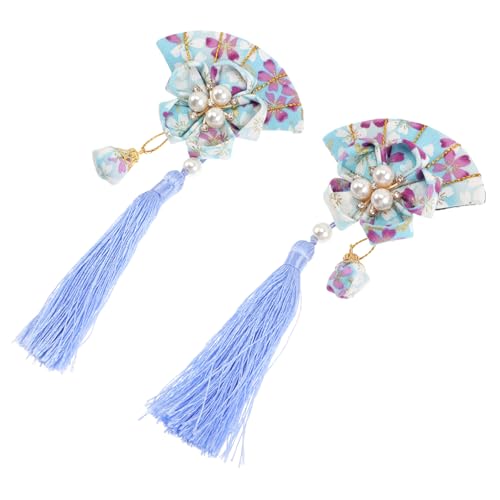 HAKIDZEL 2 Stück Fächer Kopfschmuck Haarkarte Wow Blumen Haarspange Quasten Stil Für Mädchen Haarschmuck Dekoratives Haar Traditionelle Frauen Haarnadel Fransen Haar Accessoires von HAKIDZEL