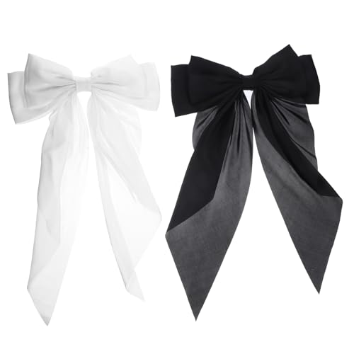 HAKIDZEL 2 Stück Große Haarschleifen Clips Satin Schleifen Haarspangen mit Federclip für Damen und Mädchen Stabile Befestigung Modisches Design Geeignet für Partys Schule Alltag von HAKIDZEL