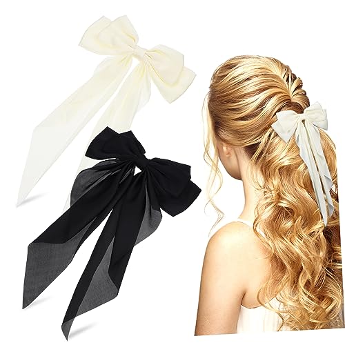 HAKIDZEL 2st Haarband Gleitet Metallklammern Große Geschichtete Haarschleifen Pferdeschwanz Brautjungfer Scrunchies Haarspangen Hair Bow Boutique Damen Krokodilklemme Eisen von HAKIDZEL