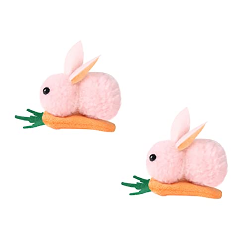 HAKIDZEL 2 Stücke Plüsch Hasen Haarspange für Kinder Süße Deko Haarnadel mit Karotten Design Leicht und Langlebig Haaraccessoire für Mädchen für Ostern und Festliche Anlässe von HAKIDZEL