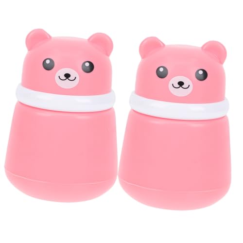 HAKIDZEL 2 Stück Puderquaste Box Cartoon Bär Pulverbehälter mit Quaste für Junge Mädchen Tragbar Leicht Bedienbar für Talkumpuder und Kosmetik Geeignet für Zuhause und Reise von HAKIDZEL