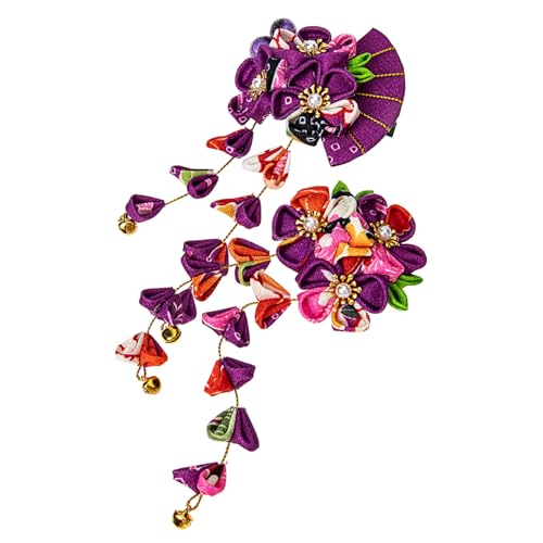 HAKIDZEL 2 Stück Quasten Haarschmuck Lilafarbene Blumen Kopfbedeckung Haarspangen Für Damen Kleine Elegante Kimono Haaraccessoires Japanische Haarschmuckstücke Für Damen von HAKIDZEL