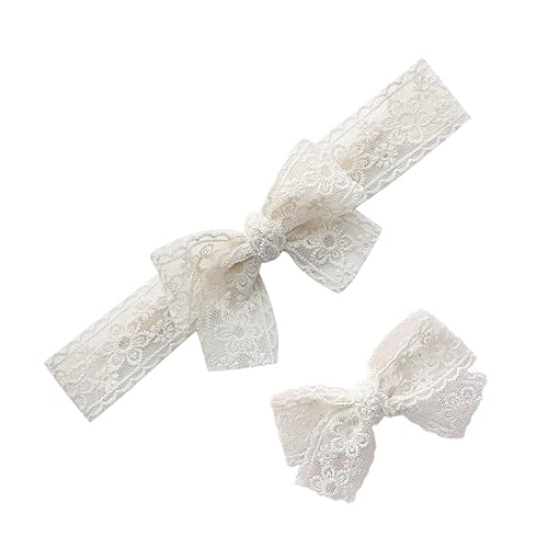 HAKIDZEL 2 Stück Teiliges Haarspangen und Stirnband mit Spitze und Schleife Eleganter Haarschmuck für Mädchen Weiche Kopfbedeckung für Frühling und Sommer Geeignet für Junge Mädchen und von HAKIDZEL