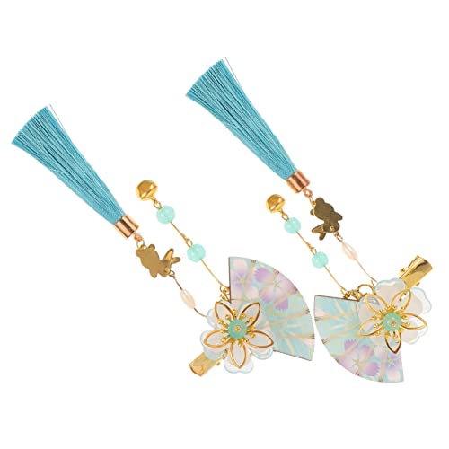 HAKIDZEL 2 Stück Teiliges Japanischer Kimono Haarclips mit Blumen Perlen und Tasseln Langlebiger Haarschmuck für Damen und Mädchen Geeignet für Fotos Bühnenauftritte und Reisen von HAKIDZEL