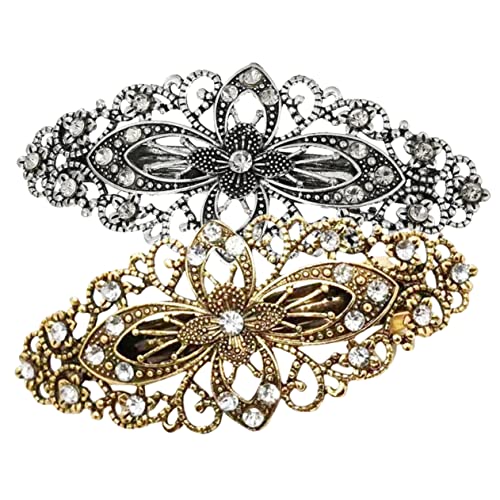 HAKIDZEL 2 Stück Vintage Blumen Haarspangen für Damen Temperament Haarklammer mit Design Rutschfeste Friseurzubehör für Täglichen Gebrauch und Besondere Anlässe von HAKIDZEL