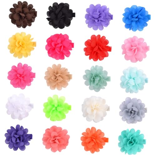 HAKIDZEL 20 Stück Teiliges Kleine Blumen Haarspangen für Mädchen Bunte Haarklammern aus Weichem Stoff Hautfreundlich Bequem und Langlebig Haarschmuck für Mädchen von HAKIDZEL