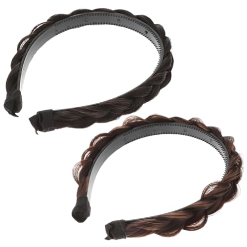 HAKIDZEL 2stücke Kunsthaar-stirnband Breit Für Mädchen Haarteil Damen-haarreifen Pferdeschwanz-haarband Festival-kopfschmuck Zartes Stirnband Einfaches Stirnband Vintage-haarreifen von HAKIDZEL
