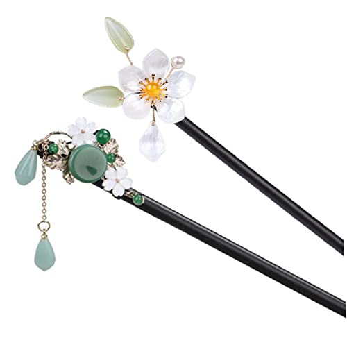 HAKIDZEL 2Stücke Retro Haarstäbchen für Dutts Chinesische Haarnadeln Blumenhaarnadel Hochzeits Haarzubehör Traditioneller Haarschmuck für Frauen von HAKIDZEL