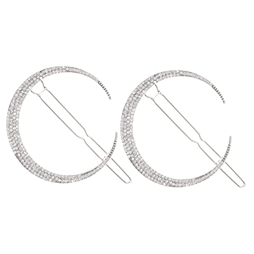 HAKIDZEL 2st Mond Haars Pange Altes Haar Mond Haarspange Strass-clip Haarspange Auf Der Mondseite Haarspange Mit Mondkristall Damen Anzug Fräulein Strasssteine Schmücken Aluminiumlegierung von HAKIDZEL