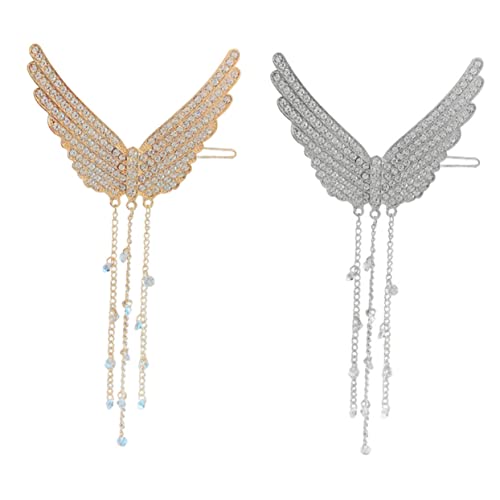 HAKIDZEL 2stücke Engelsflügel Haarspange Mit Quasten Und Strass Für Mädchen Kopfschmuck Haar Clip Accessoire von HAKIDZEL