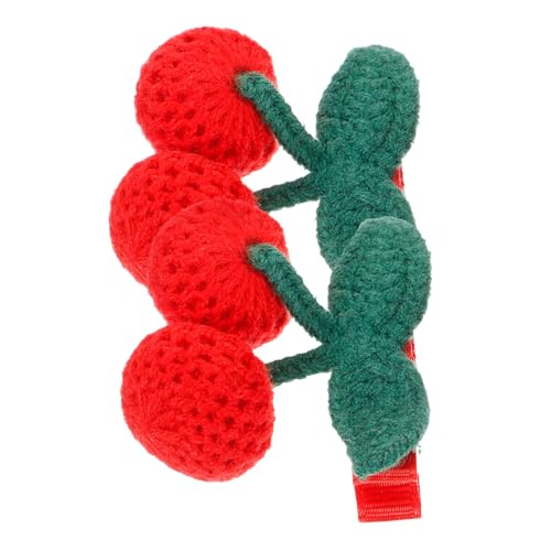 HAKIDZEL 2stücke Gehäkelte Kirschhaarspangen Süße Haarspangen Kleine Haarspangen Für Mädchen Dekorative Für Geburtstage Und Partys von HAKIDZEL