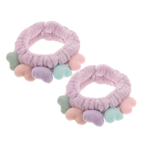 HAKIDZEL 2stücke Gesichtwasch Haarband Herz Form Elastische Haarband Scrunchies Handtuch Für Bad Make-up von HAKIDZEL