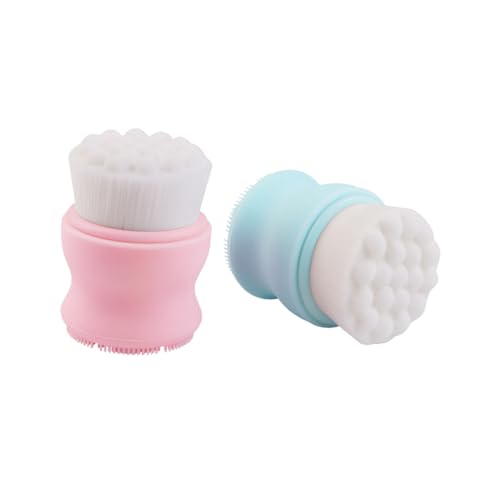 HAKIDZEL 2stücke Handgehaltene Gesichtsbürste Für Damen Gesichtsreinigungs-silikonbürste Gesichtsbürste Für Zuhause Mit Silikongriff Make-up Reinigungswerkzeug Für Gesicht von HAKIDZEL