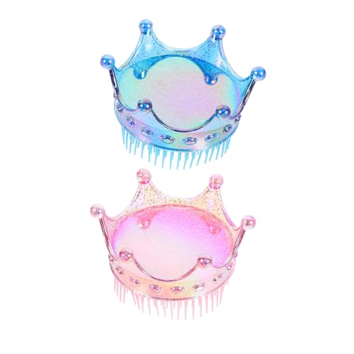 HAKIDZEL 2stücke Mädchen Krone Haarbürste Mit Glitzerdesign Tragbarer Haarkamm Für Junge Mädchen Flexible Borsten Für Müheloses Kämmen Als Geburtstagsgeschenk Für Mit Dünnem Dickem Haar von HAKIDZEL