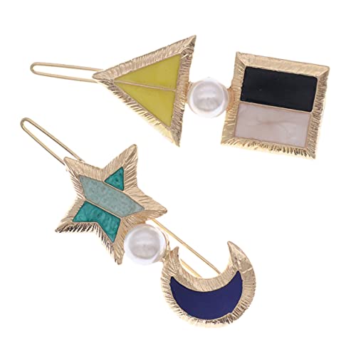 HAKIDZEL Geometrische Stern Und Mond Haarspangen 2 Stück Perle Haarschmuck Für Frauen Für Partys Hochzeiten Alltag von HAKIDZEL