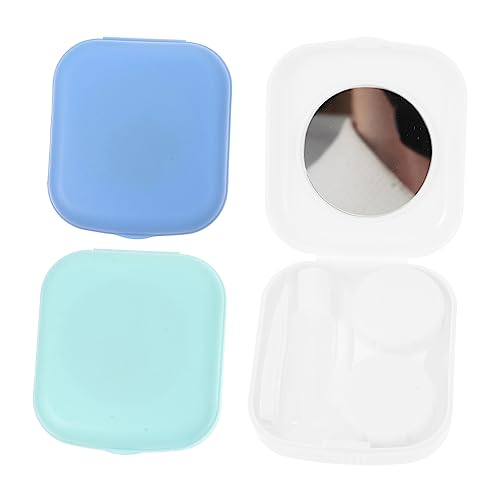 HAKIDZEL 3 Sätze Reise Kontaktlinsenbehälter Pack Mini Aufbewahrungsboxen mit Spiegel und Pinzette Kompakte und Praktische Linsen Organizer für Unterwegs von HAKIDZEL