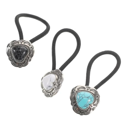 HAKIDZEL 3stücke Pferdeschwanzhalter Haargummis Aus Metall Für Pferdeschwanzfrisuren Mit Türkisfarbenen Akzenten Retro-western-design Haarbänder Für Frauen Mädchen von HAKIDZEL