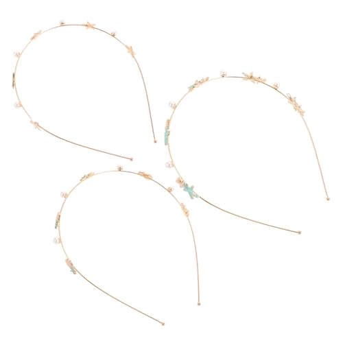 HAKIDZEL 3st Meerjungfrauen-accessoires Für Damen Strandkrone Perlenstirnband Perlenstirnbänder Für Damen Stirnband Zur Strandhochzeit Strand-stirnband Metall Hülse Braut von HAKIDZEL