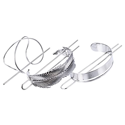 HAKIDZEL 3 Stück Teiliges Haarschmuck für Damen Vintage Haarnadeln aus Hochwertigem für Hochzeiten Abschlussbälle und Festliche Anlässe mit Einzigartigem Blattdesign Silber von HAKIDZEL