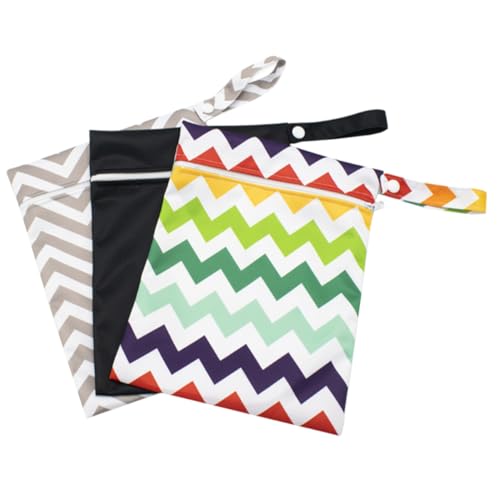 HAKIDZEL 3 Stück Teiliges Mittlere wasserdichte Wickeltasche mit Reißverschluss Tragbarer Aufbewahrungsbeutel für Nasse und Trockene Windeln Multifunktionale Kosmetiktasche für Unterwegs von HAKIDZEL