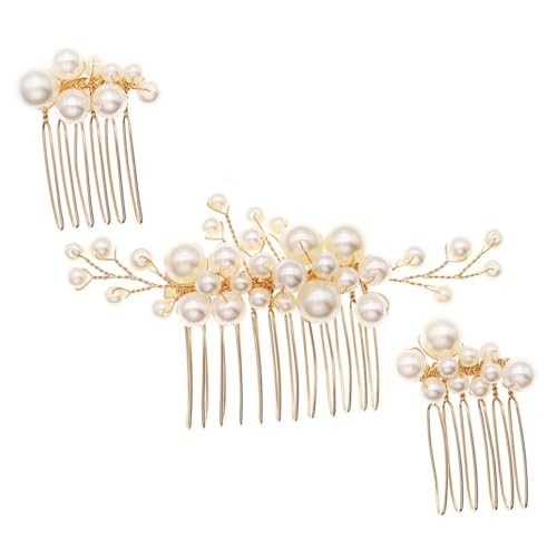 HAKIDZEL 3 Stück Teiliges Perlen Haarkamm Set aus Metall Klassischer Brautschmuck für Hochzeit und Festliche Anlässe Eleganter Haarschmuck für Damen Stabiler Verrutschen von HAKIDZEL