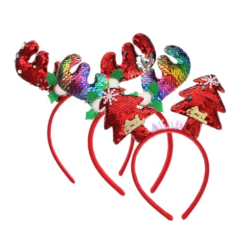 HAKIDZEL 3St Weihnachtliches dekoratives Stirnband weihnachtsfeier kostüm haarband Weihnachtsbaum-Stirnband weihnachts haarschmuck weihnachtshaarschmuck weihnachtsdeko Haargummis Haarreifen von HAKIDZEL