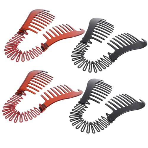 HAKIDZEL 4stücke Bananenspange Aus Kunststoff Pferdeschwanz Haarnadeln Schwarz Kreative Haarspangen Für Frauen Mädchen Haar-accessoires Styling-tool von HAKIDZEL