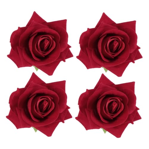HAKIDZEL 4stücke Rote Kunstrosen Haarclip Und Brosche Haaraccessoires Für Frauen Und Mädchen Für Hochzeiten Tanzpartys Halloween Und Muttertag von HAKIDZEL