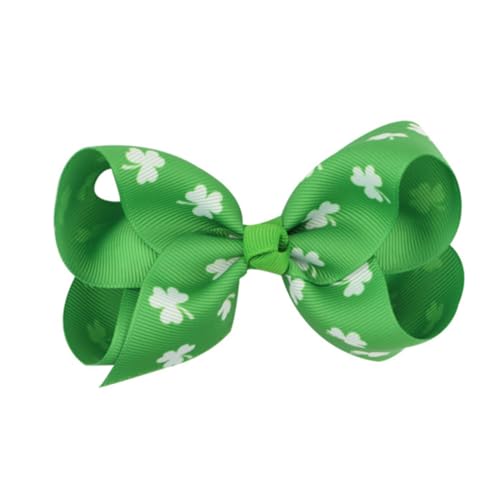 HAKIDZEL 4 Shamrock Haarspange irischgrüne Haarschleife kinder haarspangen haarspange kinder haarschmuck St. Patricks Day Accessoires für Kinder 8cm Haarnadel Krawatte Yingschi von HAKIDZEL