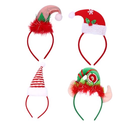 HAKIDZEL 4 Stück Weihnachtsmütze Stirnband weihnachts kopfschmuck weihnachtskopfschmuck Make-up-Stirnbänder für Frauen weihnachtsmütze haarband Haarschmuck Kappen Weihnachtsmütze-Stirnband von HAKIDZEL