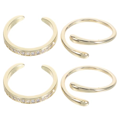 HAKIDZEL 4-teilige Zehenringe: Verstellbare Zehenringe mit Strasssteinen für Damen, offene Manschette – leichter Strand-Fußschmuck für den Barfuß-Stil im Sommer von HAKIDZEL