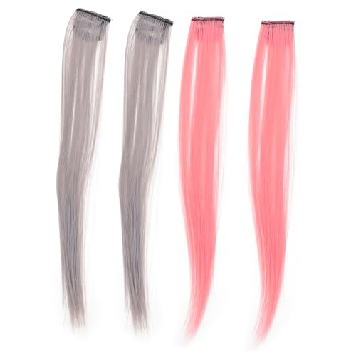 HAKIDZEL 4stücke Bunte Haarverlängerungen Für Mädchen Nahtlose Kurze Gerade Haarteile Für Partys Und Täglichen Gebrauch Für Cosplay Und Besondere Anlässe von HAKIDZEL