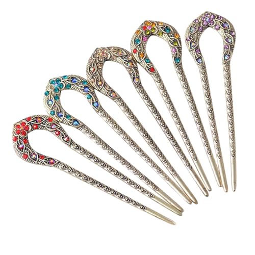 HAKIDZEL 5 Stück Teiliges Haarschmuck U Förmige Strass Haargabeln für Damen Vintage Haarstäbe zur Sicheren Hochsteckfrisur Geeignet für Langes Haar Stilvolle Haarnadeln für Frauen und von HAKIDZEL