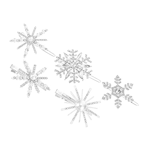 HAKIDZEL 5 Stücke Glitzer Schneeflocken Haarspangen für Damen Haarschmuck Clips für Kurzes und Langes Haar Tragbar und Leicht Accessoires für Alltag und Besondere Anlässe von HAKIDZEL
