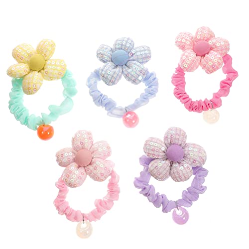 HAKIDZEL 5stücke Blumenhaargummis Für Junge Mädchen Und Mädchen Dekoratives Haarseil Mit Gummiband Elastische Haargummis Für Verschiedene Anlässe Geeignet von HAKIDZEL