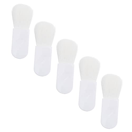 HAKIDZEL 5stücke Mini-kosmetik-pinsel Flach Tragbar Für Damen Rougepinsel Make-up-werkzeug Weiß Borsten Kurzer Griff Reisen Handtasche Kosmetik-tool Rougepuder Auftragen Verblenden von HAKIDZEL