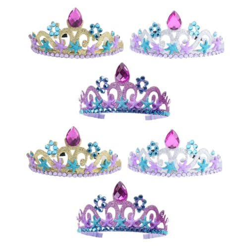 HAKIDZEL 6 Stk Meerjungfrau Stirnband Tiaras Meerjungfrau Partyhüte Meerjungfrau Kleine Meerjungfrau Mädchen-tiara-krone Kinder Meerjungfrau-krone Kinder Meerjungfrau Vlies von HAKIDZEL
