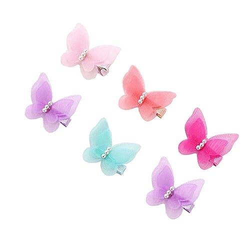 HAKIDZEL 6 Stück Chiffon Haarspangen mit Perlen für Mädchen Niedliche Schleifen Haarclips Dekoration für Kinder Haarschmuck für Besondere Anlässe von HAKIDZEL