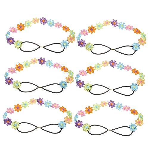 HAKIDZEL 6 Stk Elastisches Stirnband Mit Blumenmuster Blumen Dehnbares Stirnband Süßes Stirnband Für Mädchen Dekoratives Florales Stirnband Haarband Stoff Chrysantheme Fräulein Elastizität von HAKIDZEL