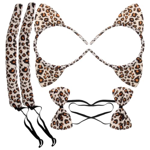 HAKIDZEL 6 Stück Katzenohren Haarreif Set Teilig mit und Fliege Cartoon Tierkostüm Zubehör für Halloween Karneval und Partys Kinderfreundlich und Hautfreundlich von HAKIDZEL